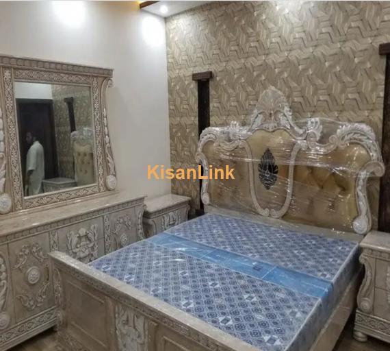 High-Quality Kikar Wood Furniture, Master Bed, 2 Side Tables, Dressing